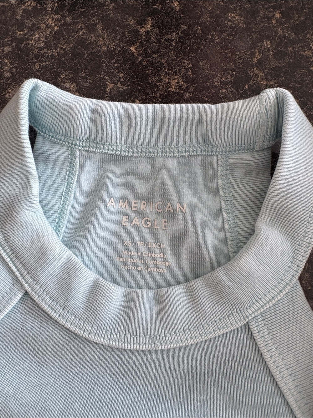 American Eagle Outfitters Light Aqua Ribbed Halter Tank - Picture 3 of 3